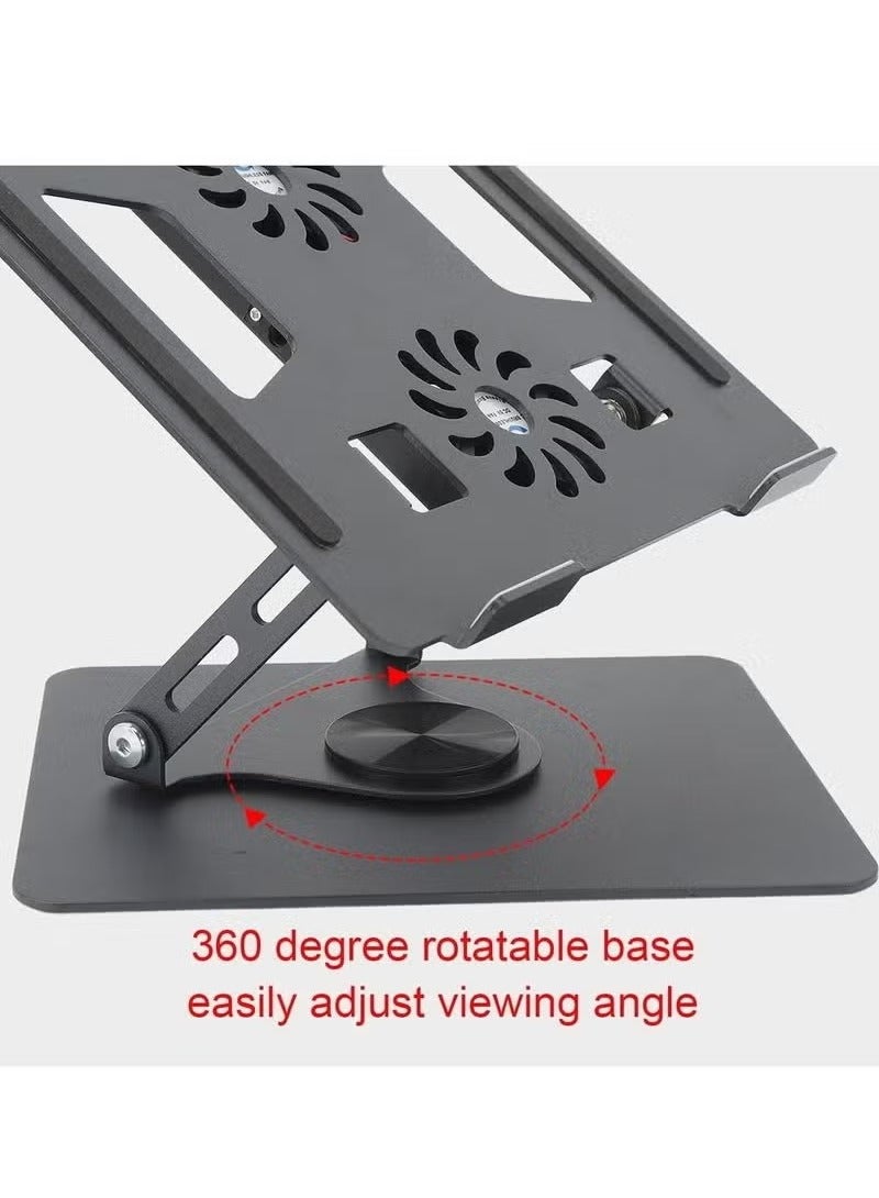 ELTRAZONE 360° Rotatable Laptop Stand with Built-In Cooling Fans – Adjustable Aluminum Ergonomic Riser for 11" to 17.3" Laptops – Foldable, Anti-Slip Design with Enhanced Ventilation for Overheat Protection – Sleek Black Finish for Home, Office, and Study Setups - Image 5
