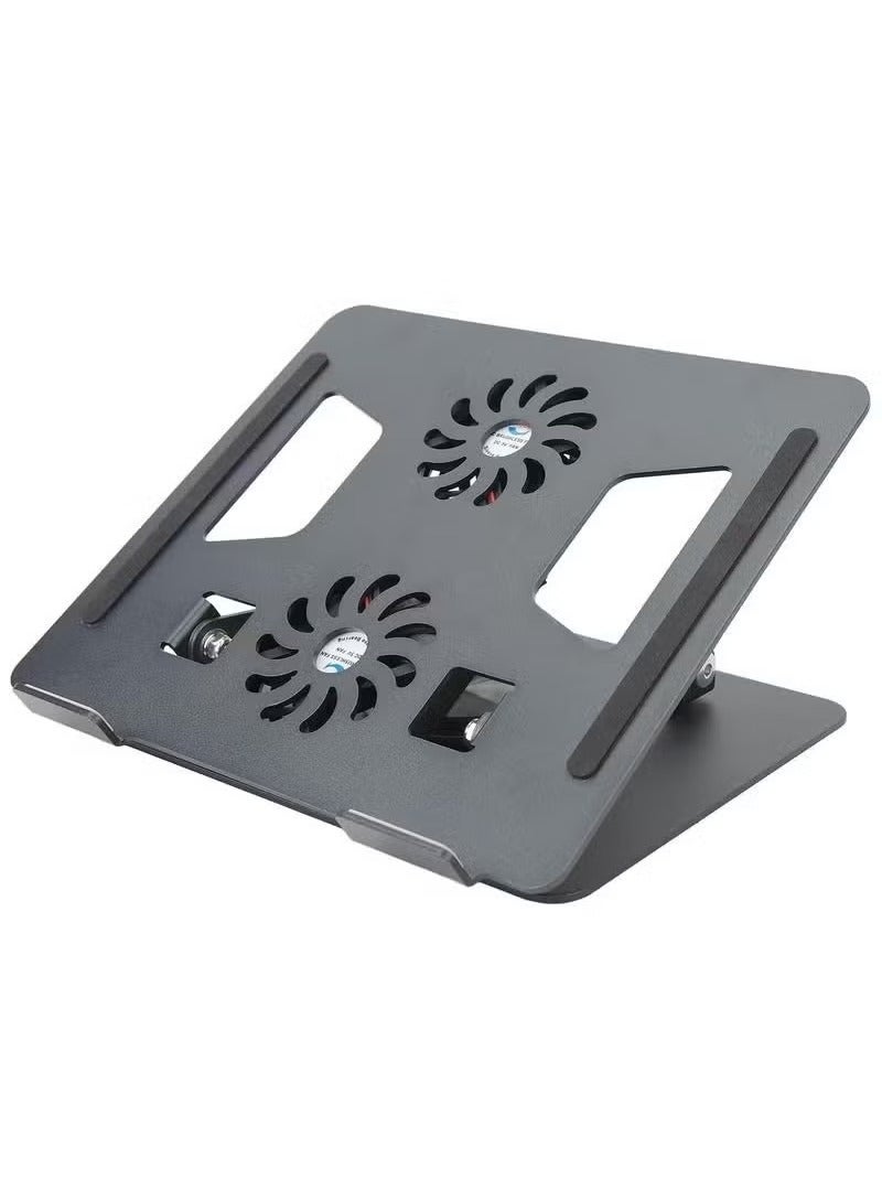 ELTRAZONE 360° Rotatable Laptop Stand with Built-In Cooling Fans – Adjustable Aluminum Ergonomic Riser for 11" to 17.3" Laptops – Foldable, Anti-Slip Design with Enhanced Ventilation for Overheat Protection – Sleek Black Finish for Home, Office, and Study Setups - Image 4
