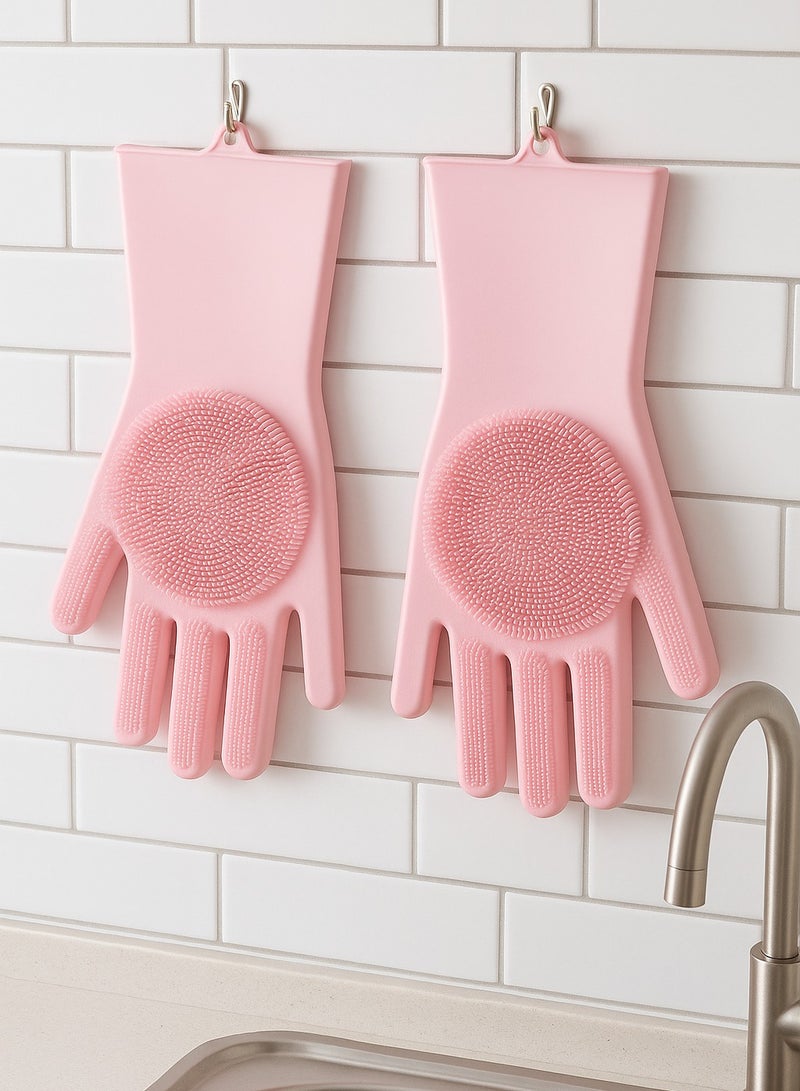 Multicolor Silicone Dishwashing Gloves One Size - 2 Pieces Per Pack - Image 1