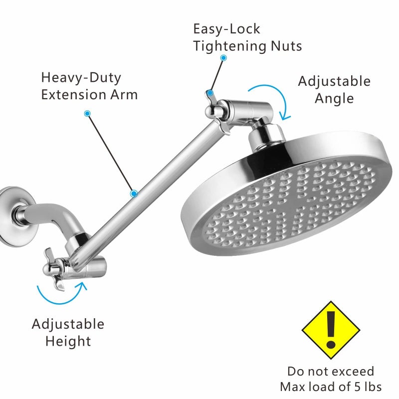 American-style pressurized shower head arm, ceiling spray, all-copper adjustable elbow shower, 11-inch extension rod set - Image 3