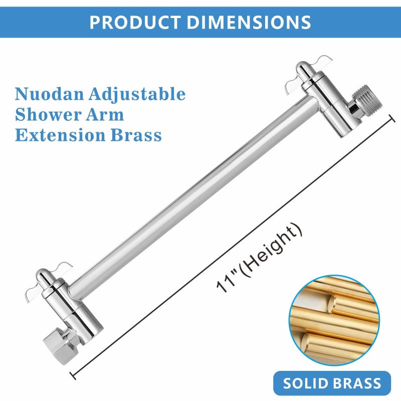 American-style pressurized shower head arm, ceiling spray, all-copper adjustable elbow shower, 11-inch extension rod set - Image 4