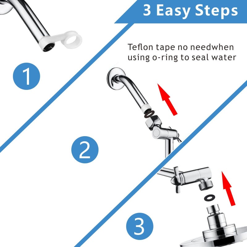 American-style pressurized shower head arm, ceiling spray, all-copper adjustable elbow shower, 11-inch extension rod set - Image 2