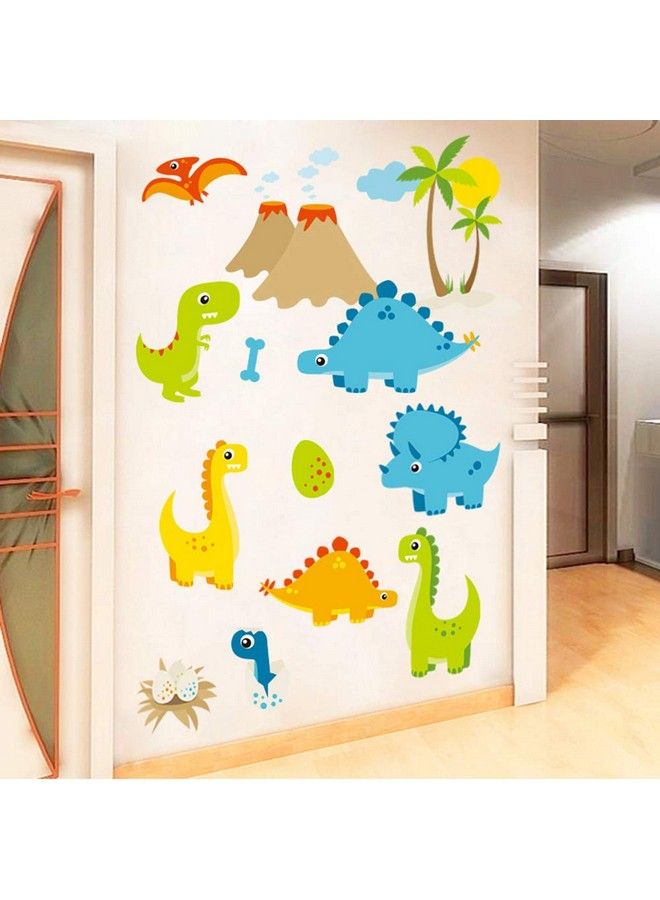 Kiddale Cute Cartoon Dinosaur Wall Decals Peel And Stick Colorful Wall Art Mural For Kids Bedroomnursery Classroom & More17.7 X23.6Inch - Image 4