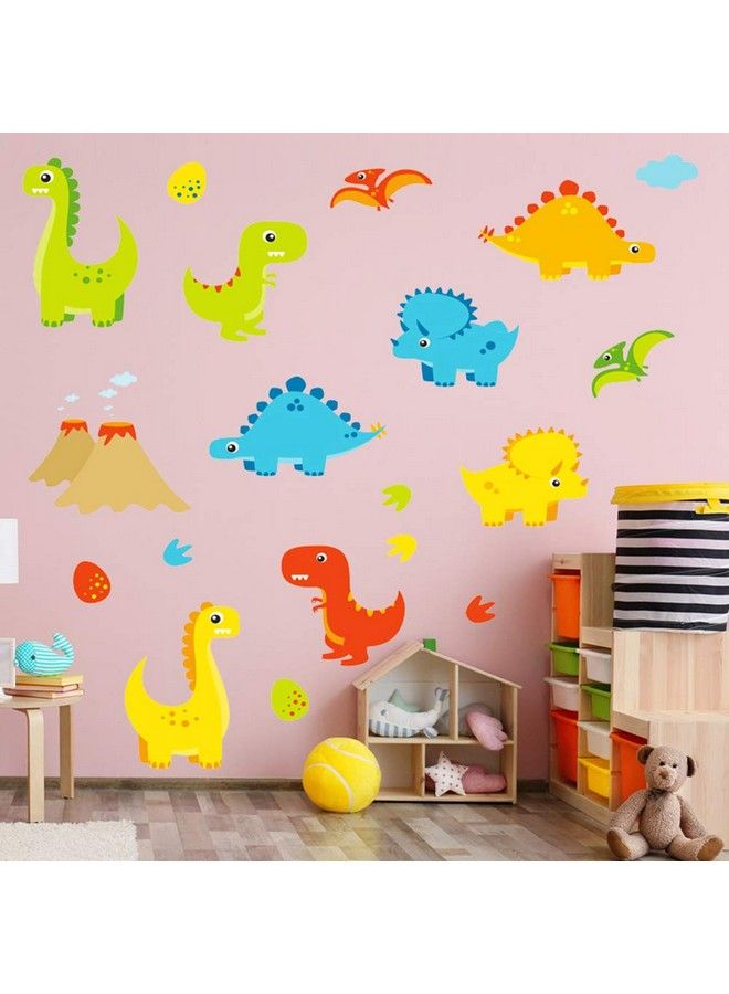 Kiddale Cute Cartoon Dinosaur Wall Decals Peel And Stick Colorful Wall Art Mural For Kids Bedroomnursery Classroom & More17.7 X23.6Inch - Image 3