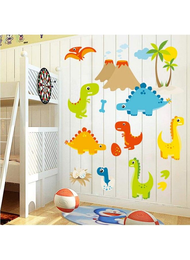Kiddale Cute Cartoon Dinosaur Wall Decals Peel And Stick Colorful Wall Art Mural For Kids Bedroomnursery Classroom & More17.7 X23.6Inch - Image 5