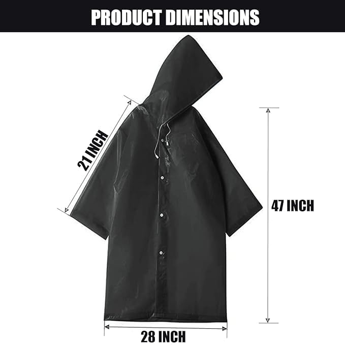 MAGIC EVA Waterproof Rain Coat Hooded Outdoor Water Resistant Suit Portable Men and Women (Pack of 1) (Universal, Black) - Image 2