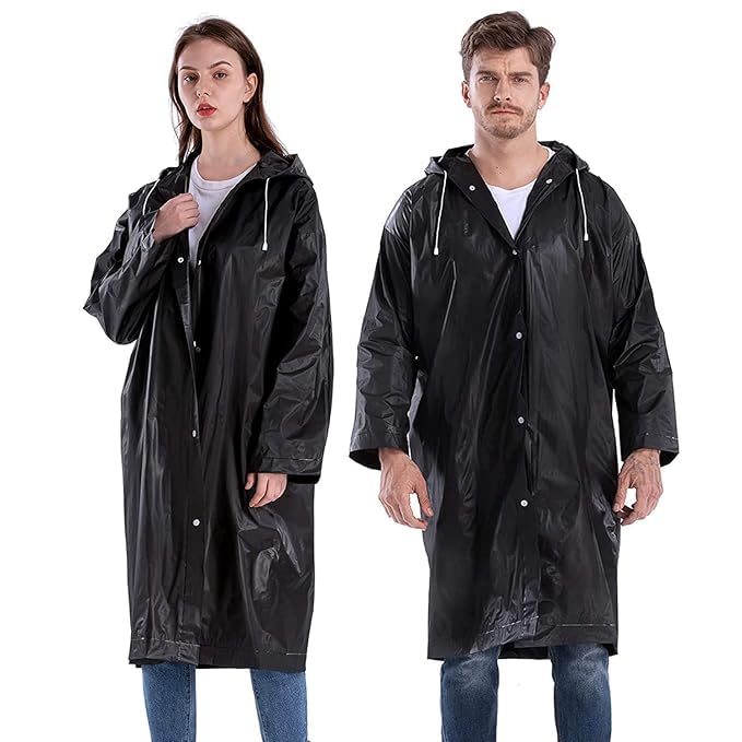 MAGIC EVA Waterproof Rain Coat Hooded Outdoor Water Resistant Suit Portable Men and Women (Pack of 1) (Universal, Black) - Image 1