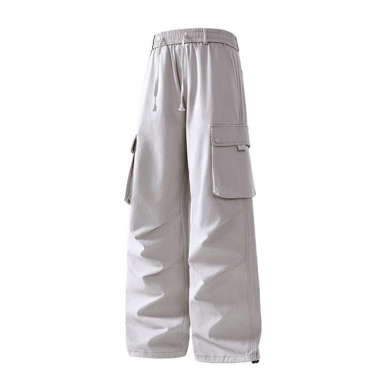 New American Style Paratroopers Cute Pants Men'S And Women'S Trendy Summer Japanese Style Loose Pleated Crane Pants Ruffian Handsome Straight Long Pants - Image 1