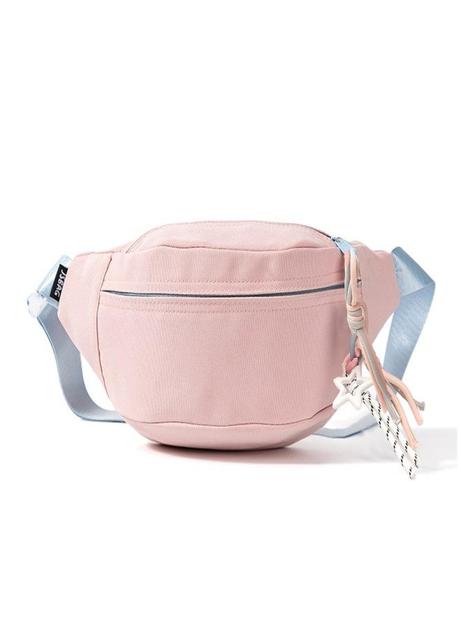 PALAY® Waist Bag Pink Waterproof Nylon Chest Bags Double Layer Day Fanny Pack Braided Rope Zipper Puller Crossbody Bag Travel Lightweight Shoulder Bags for Women - Image 1