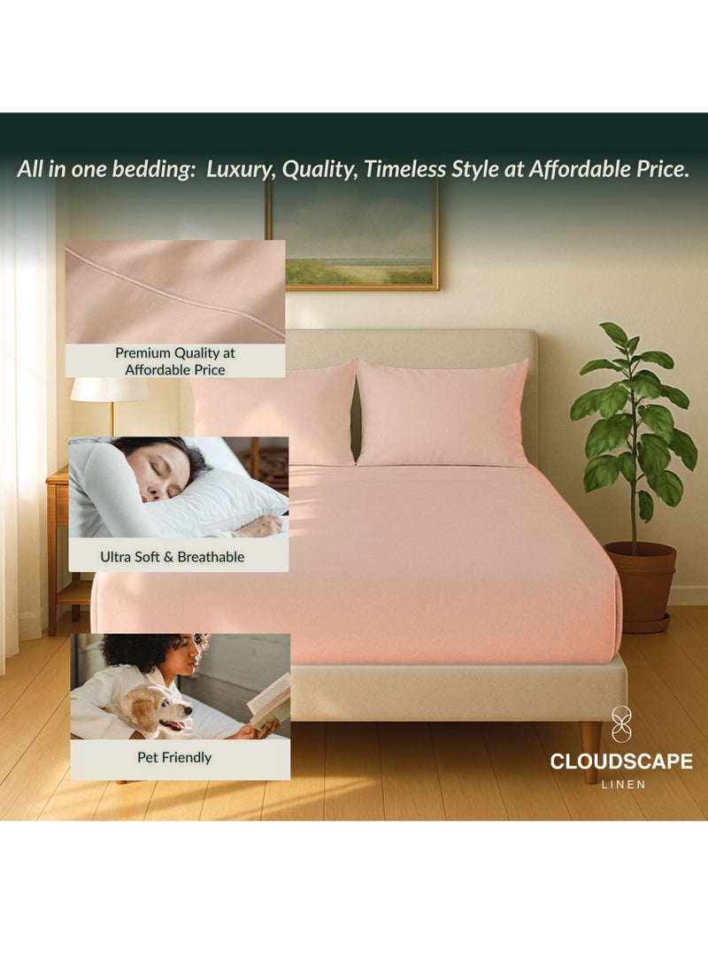 Cloud Scape Linen 600 Thread Count Egyptian Cotton Sheet Set( King, Sepia Rose) - Image 5