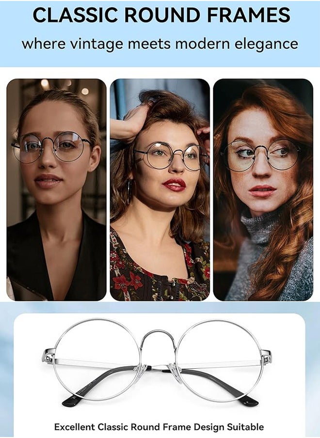 AZorb Metal Round Blue Light Glasses for Men Women Spring Hinge Eyeglasses Anti Blue Light Blocking Eye Glasses Computer Gaming Reading Glasses for Men Ladies Anti UV Radiation Eyewear Clear Lens Eyeglass  - Image 4