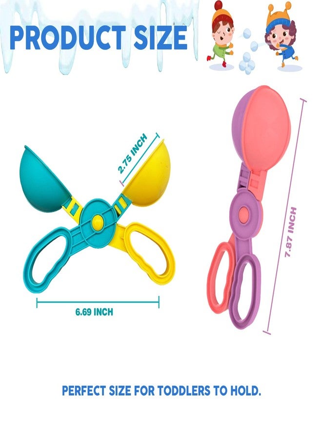 SupMLC Snow Toys, Snowball Maker 4 pcs Winter Snowball Tool Kit with Handle for Snow Ball Shapes Fights Outdoor Winter Toys Snow Ball Clip for Boys Girls Toddler Adults - Image 2