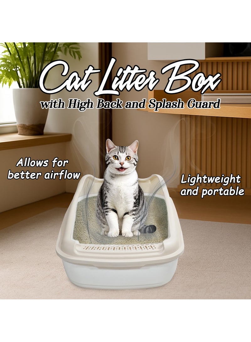 NNC PETS Large Cat Litter Pan for all size cats, Durable plastic and Removable design, 56cm Cat litter box with Scoop, High fence and Anti-splash, Pet waste box with Easy to clean (Beige) - Image 5