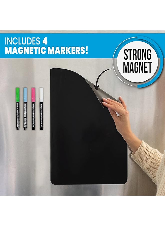Arabest Dry Erase Board Magnetic Black Board For Fridge 45X30Cm 4 Liquid Blackboard Markers With Magnet Small Chalkboard Magnet White Board Refrigerator Magnetic Whiteboard Sheet  - Image 4