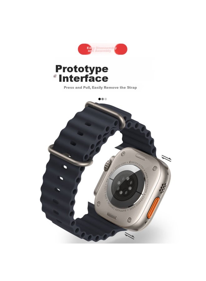 Bho Suitable For Apple Watch Straps, Apple Watch S10/s9/ultra2 Ocean Band, Iwatch S8/7/6/5/4/se Silicone Watch Band - Image 4