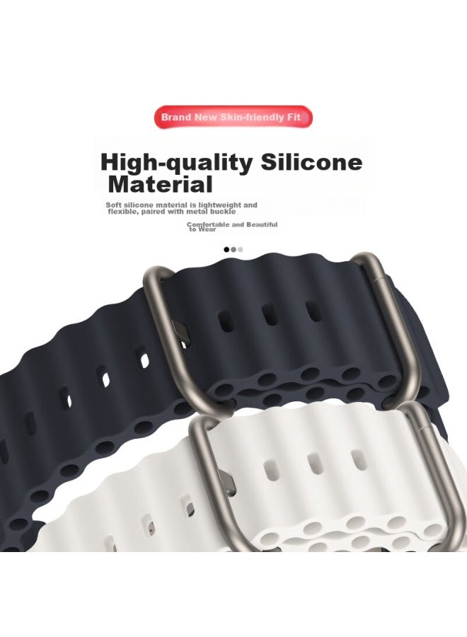 Bho Suitable For Apple Watch Straps, Apple Watch S10/s9/ultra2 Ocean Band, Iwatch S8/7/6/5/4/se Silicone Watch Band - Image 5