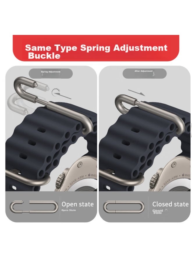 Bho Suitable For Apple Watch Straps, Apple Watch S10/s9/ultra2 Ocean Band, Iwatch S8/7/6/5/4/se Silicone Watch Band - Image 3
