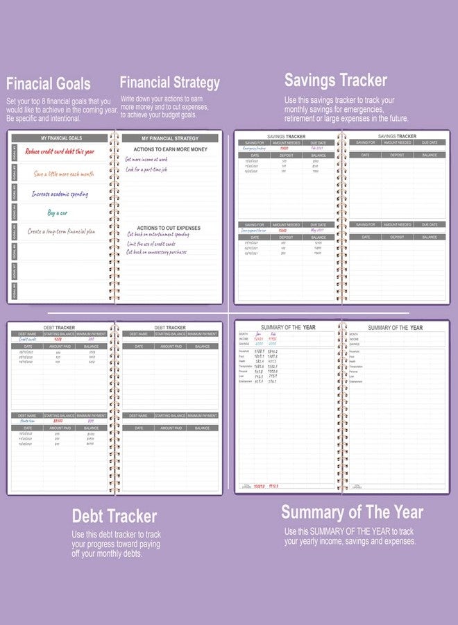 Getvow Budget Planner - 8" x 9.5" Monthly Budget Book with Expense Tracker Notebook, 2026 Budgeting Book and Financial Planner to Control Your Money. Large Size, PU Leather, Purple - Image 5