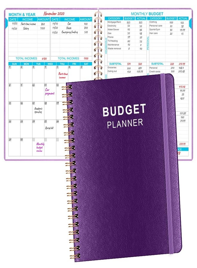 Getvow Budget Planner - 8" x 9.5" Monthly Budget Book with Expense Tracker Notebook, 2026 Budgeting Book and Financial Planner to Control Your Money. Large Size, PU Leather, Purple - Image 1