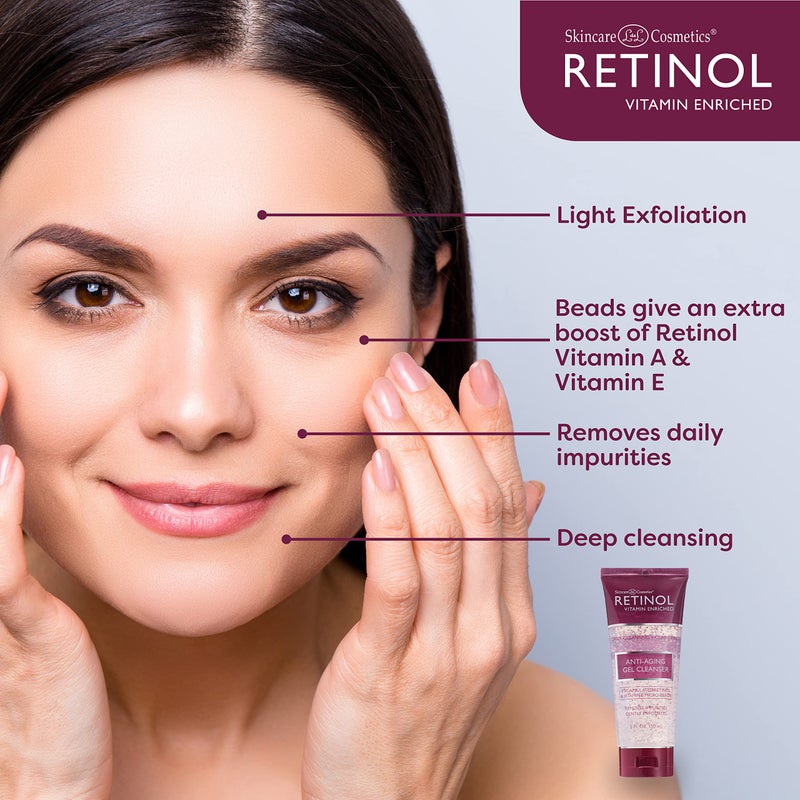 RETINOL LIVAURA Retinol Anti-Aging Gel Cleanser â€“ Gently Cleans Impurities From Pores & Exfoliates for Soft, Smooth Skin â€“ Antioxidant-Rich Micro-Beads w/ Vitamin A & E Maximize Renewing Benefits Of Retinol - Image 4