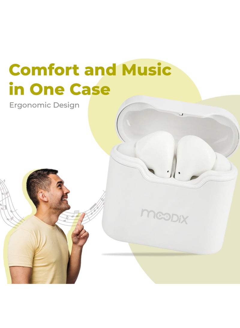 Moodix KI23KT03 Bluetooth Earbuds with Smart Touch Control, White - Image 2