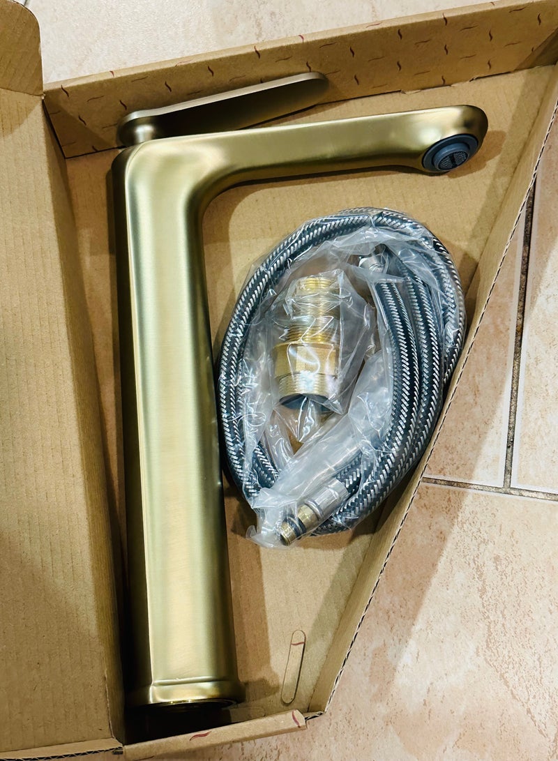 خلاط مغسله ذهبي مطفي  عالي  تماتيك - Image 2