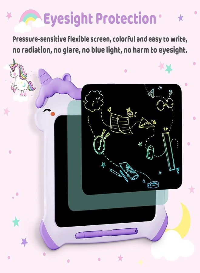 Kikapabi LCD Writing Tablet for Kids, Unicorn Toys Gifts for 3 4 5 6 7 Year Old Girls, Colorful Drawing Doodle Board, Toddler Educational Travel Toys Christmas Birthday Purple - Image 3