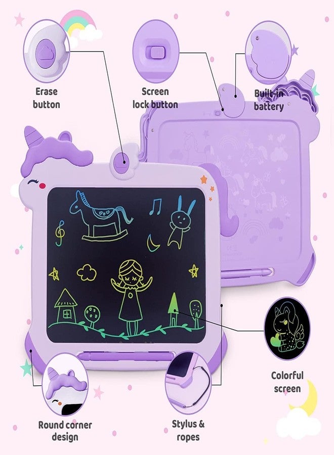 Kikapabi LCD Writing Tablet for Kids, Unicorn Toys Gifts for 3 4 5 6 7 Year Old Girls, Colorful Drawing Doodle Board, Toddler Educational Travel Toys Christmas Birthday Purple - Image 4
