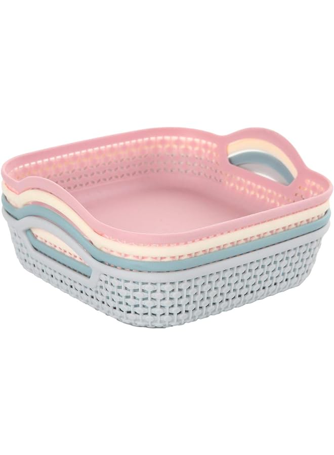 Zaboon 4-Piece Multicolored Rectangular Plastic Food Storage Basket 70025 - Image 1