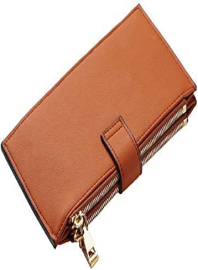 Travelambo Womens Walllet RFID Blocking Bifold Multi Card Case Wallet with Zipper Pocket Genuine Leather (Tan) - Image 5
