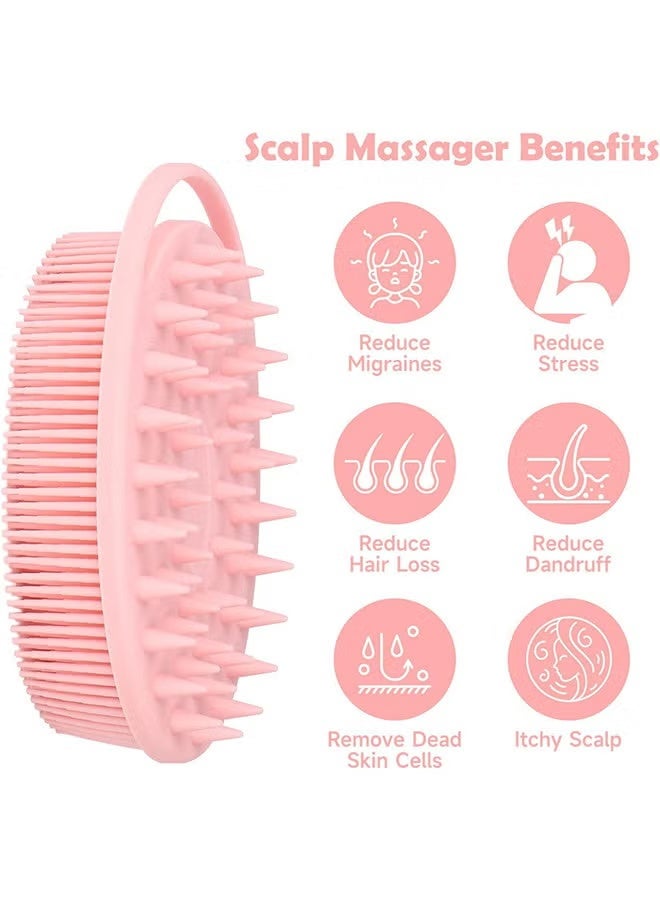 EFUMKE 2-Piece Silicone Shower Set, Silicone Loofah Shower Scrub, Double-Sided Exfoliating Scrub with Handle, Scalp Massager, Shampoo Brush - Image 4