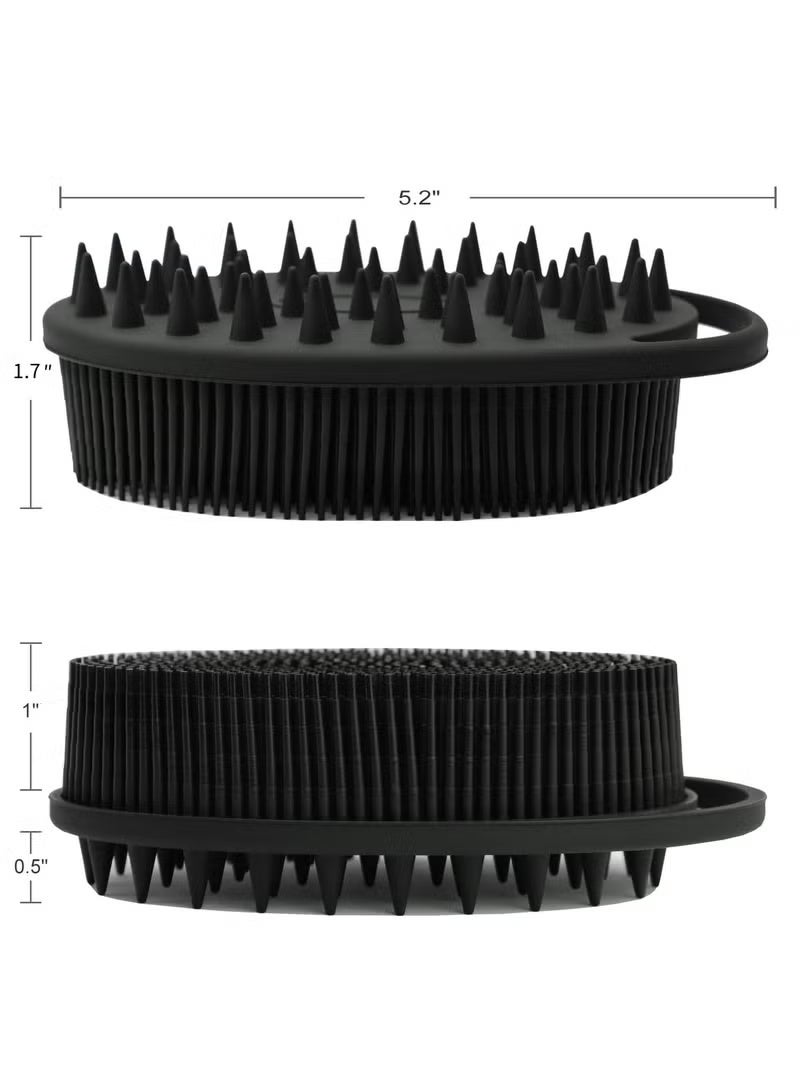 EFUMKE 2-Piece Silicone Shower Set, Silicone Loofah Shower Scrub, Double-Sided Exfoliating Scrub with Handle, Scalp Massager, Shampoo Brush - Image 2