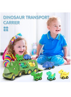 Excefore Dinosaur Toys for Kids 3-5 Years Old,Dinosaur Transport Carrier Truck with 4 Pack Small Pull Back Dino Car,Dinosaur Transport Truck Toys for 2 Year Old boy Christmas Birthday Gift  - Image 5