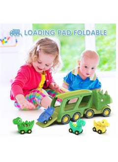 Excefore Dinosaur Toys for Kids 3-5 Years Old,Dinosaur Transport Carrier Truck with 4 Pack Small Pull Back Dino Car,Dinosaur Transport Truck Toys for 2 Year Old boy Christmas Birthday Gift  - Image 4
