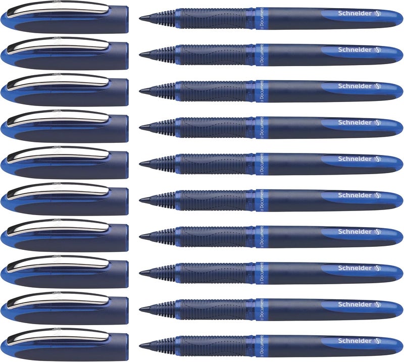 Schneider One Business Rollerball Pen, 0.6 mm Ultra-Smooth Tip, Blue Barrel, Blue Ink, Box of 10 Pens (183003) - Image 1