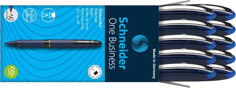 Schneider One Business Rollerball Pen, 0.6 mm Ultra-Smooth Tip, Blue Barrel, Blue Ink, Box of 10 Pens (183003) - Image 5