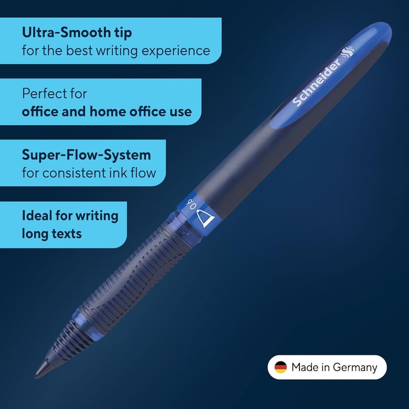 Schneider One Business Rollerball Pen, 0.6 mm Ultra-Smooth Tip, Blue Barrel, Blue Ink, Box of 10 Pens (183003) - Image 2