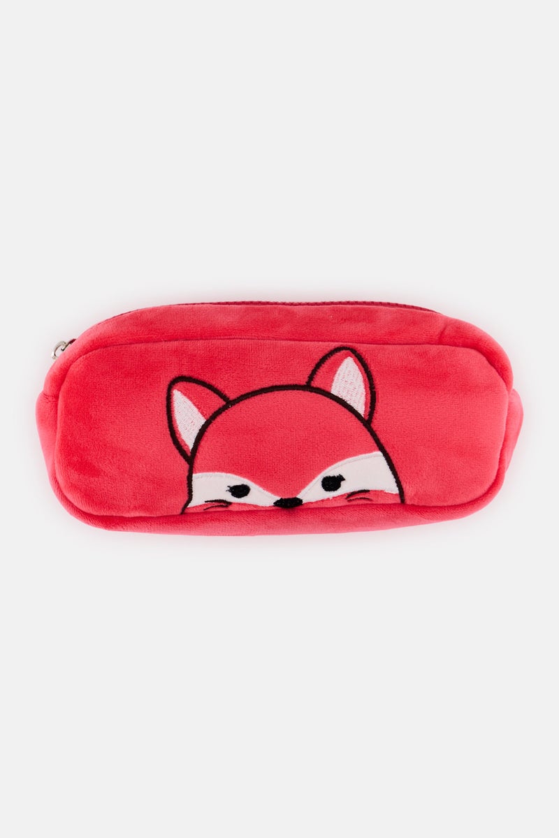 Squishmallows Kids Girl Plush Embroidered Logo Pencil Case, Pink - Image 1