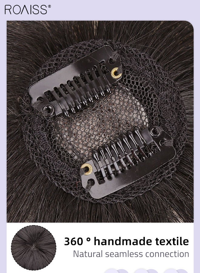 رويس توبرات الشعر ثلاثية الأبعاد للنساء، حواف شعر مع مشابك على الطراز الفرنسي، قطع الشعر للنساء اللواتي يعانين من تساقط الشعر وفقدان الشعر وتغطية الشعر الرمادي، باللون البني الداكن - Image 4