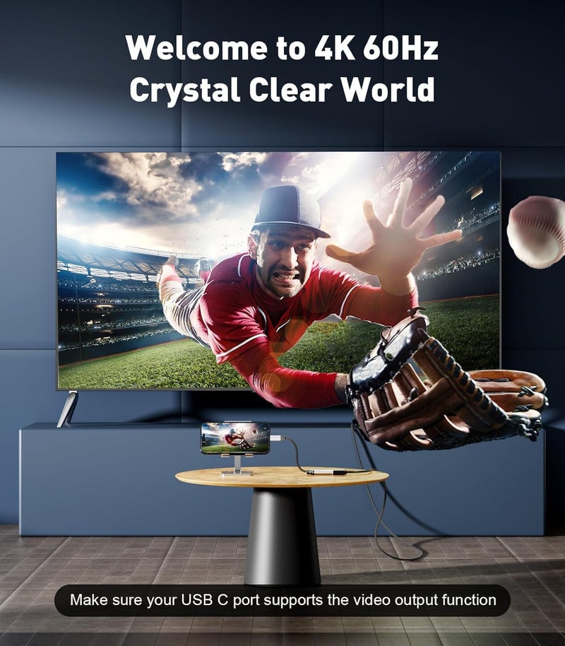 ETZIN ETZIN USB C to HDMI Adapter 4K@60Hz, Aluminum Type C to HDMI Female Thunderbolt 4/3 Compatible with Phone 16/15 Pro Max Plus, MacB-OOK Pro Air, Pad, Galaxy S25/S24, XPS, EPL-1475H - Image 4