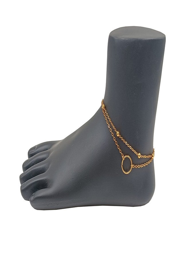 JHB Gold Plated Adjustable Single Anklet For Girls And Women - Image 2