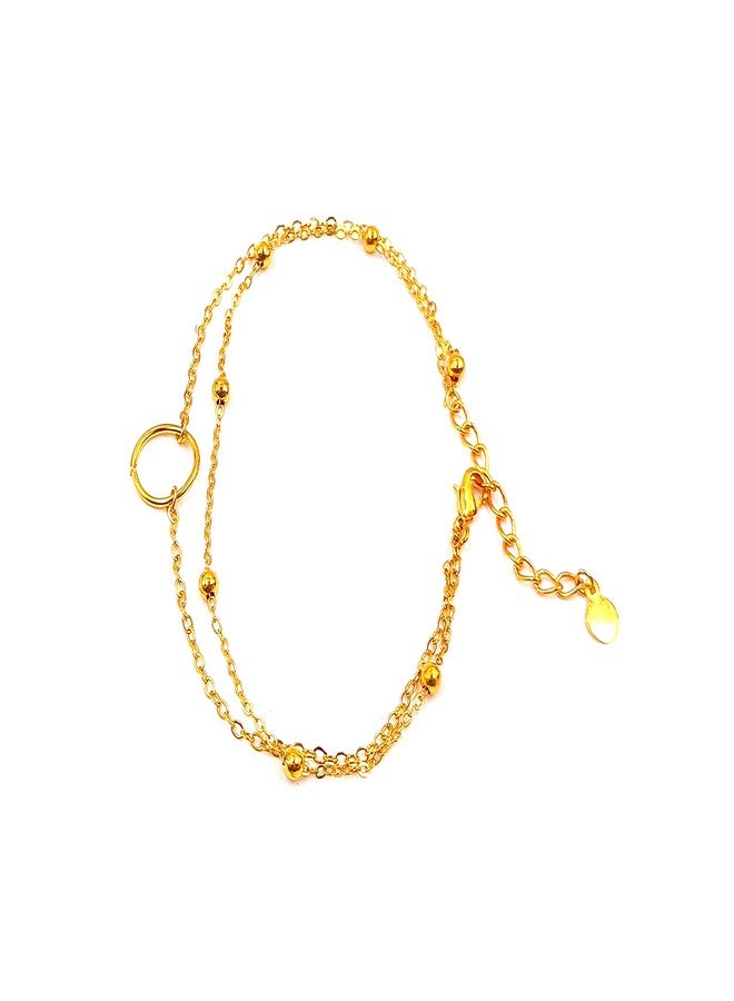 JHB Gold Plated Adjustable Single Anklet For Girls And Women - Image 1