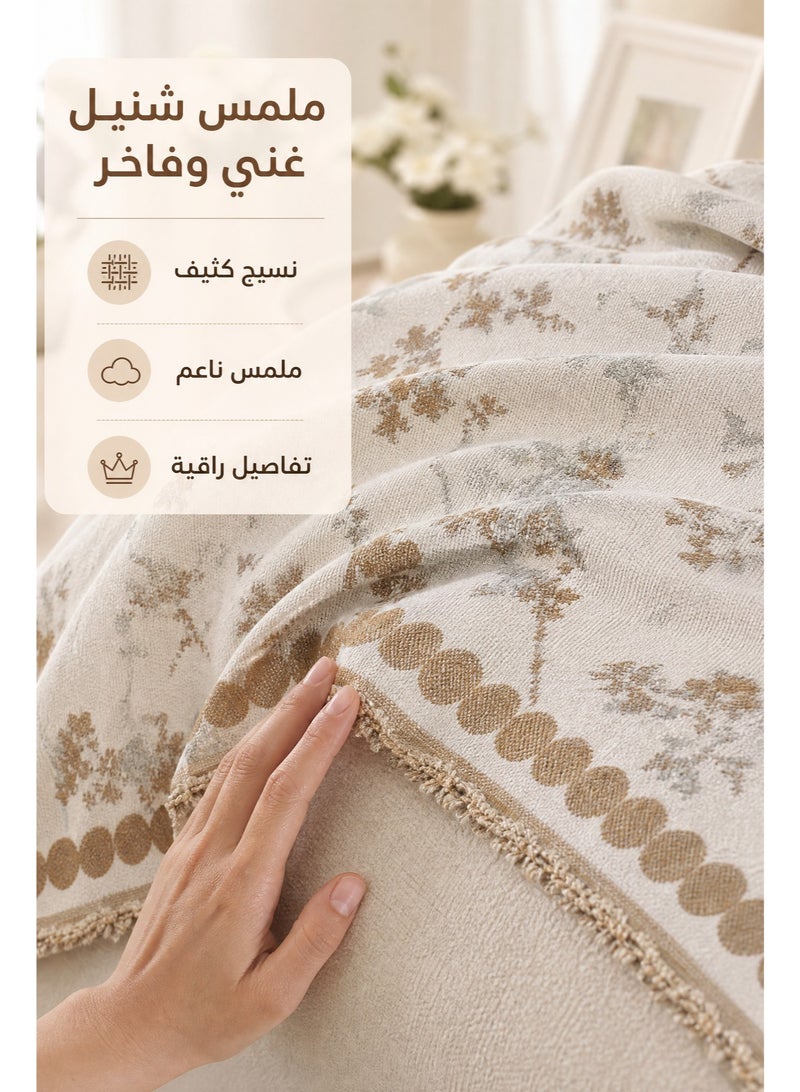 تايران غطاء أريكة من الشنيل ذو وجهين، غطاء أريكة أنيق، غطاء أريكة لمقعد واحد/نصف/ثلاثة/أربعة مقاعد، منشفة غطاء أريكة من الشنيل، خامة الشنيل، منشفة أريكة ذات وجهين، غطاء أريكة مناسب لجميع الفصول، قابل للعكس. - Image 2