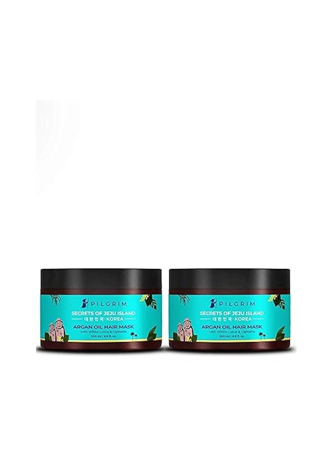 PILGRIM Pilgrim Pack of 2 Hair Mask and Pack (Argan Oil)Treats Damaged, Dry and Frizzy Hair, for Hair Growth and Hair Fall Control, Sulphate and Paraben Free, Korean Beauty Secrets, 200ml+200ml  - Image 1