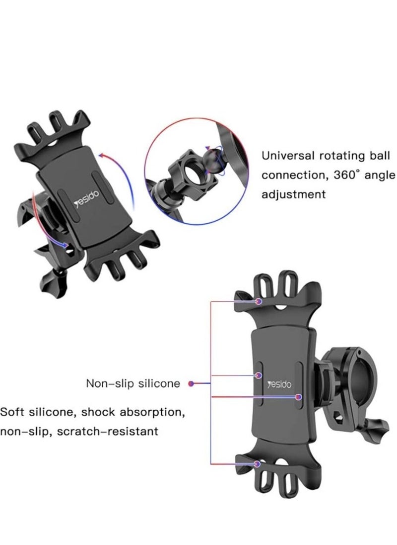 Yesido C66 Bike Bicycle Motorcycle Mobile Phone Holder Mount Universal 360 Degree Adjustable Rotation Compatible With Iphone 12 Mini/12/12 Pro, Samsung Galaxy S21/20 Or Note, Huawei And More - Image 3