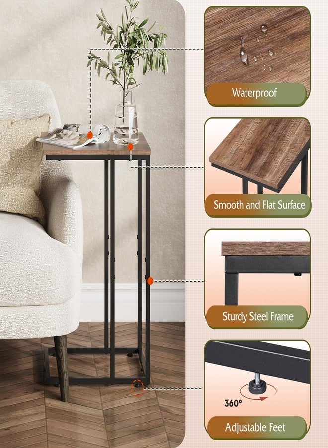 WLIVE C Shaped End Table, Small Side Tables for Sofa and Bed, Couch Table That Slides Under for Living Room, Bedroom, Home Office, Small Spaces - Image 5