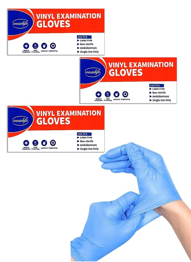 Gesalife Powder Free Disposable Vinyl Blue Gloves 300 Pieces  - Image 1