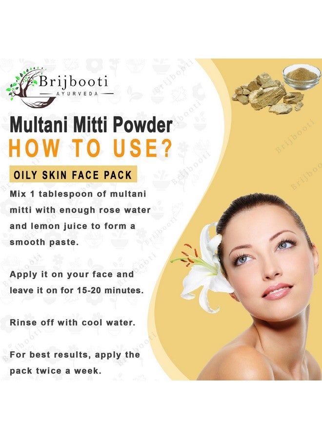 BrijBooti Multani Mitti Face Pack For Oil Control & Acne -(250 Gr) - Suits All Skin Types | Hydrating & Glowing | 100% Natural Bentonite Clay Powder | Multani Mitti Powder For Skin. - Image 4