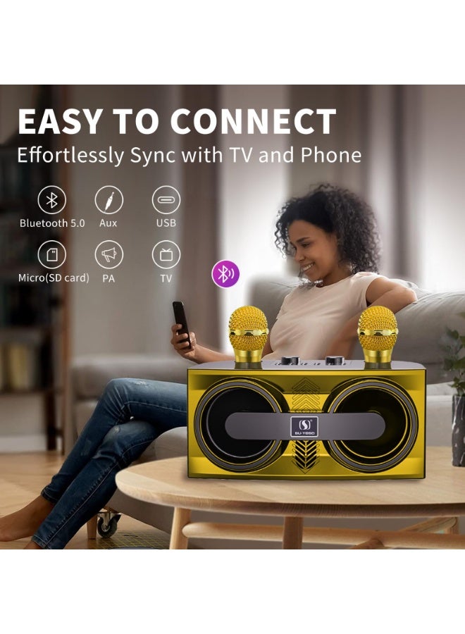 Smart Berry Smart Berry M25 Karaoke Machine for Adults & Kids – Portable Bluetooth PA Speaker System with 2 Wireless Microphones, Rechargeable Battery, and Multi-Port Connectivity for Indoor & Outdoor Parties, Family Singing & Events - Image 3