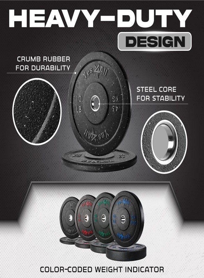 Yes4All 2" Bumper Plate, 10-190 LB Olympic Rubber Weight Plate with Steel Hub for WeightLifting, Strength Training, Home Gym, Less Impact, Absorb Bounce & Shock, Multiple Options, 10LB - Image 3